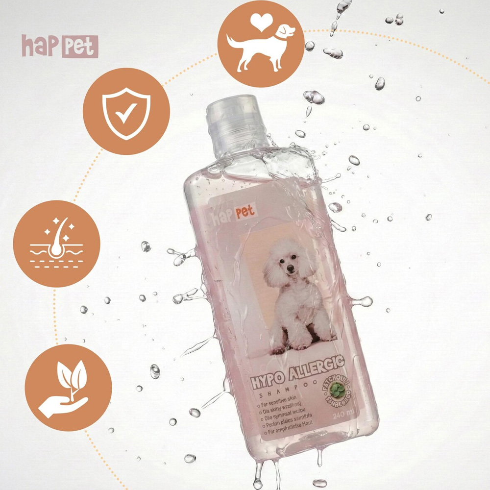 Happet Szampon Hipoalergiczny dla Psów 240ml Wrażliwa Skóra